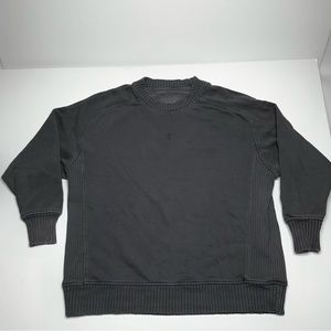 Aerie Down to Earth Oversized Gray Ribbed-trim Sweatshirt | Size XS